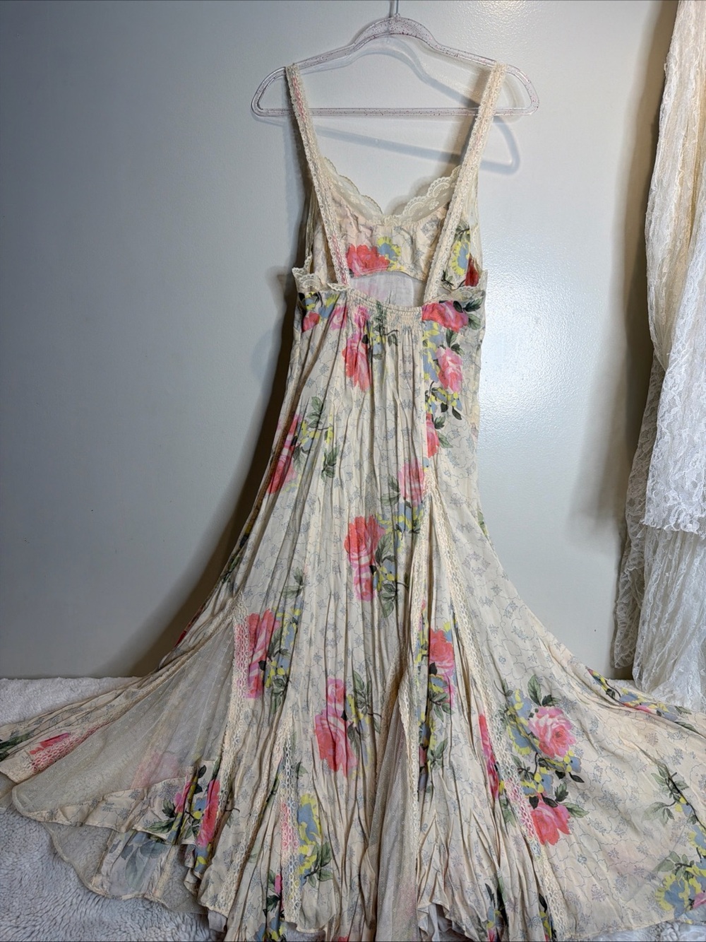 Free People Good Luck Charm Lace Floral Vintage maxi Slip Dress - Picture 8 of 10